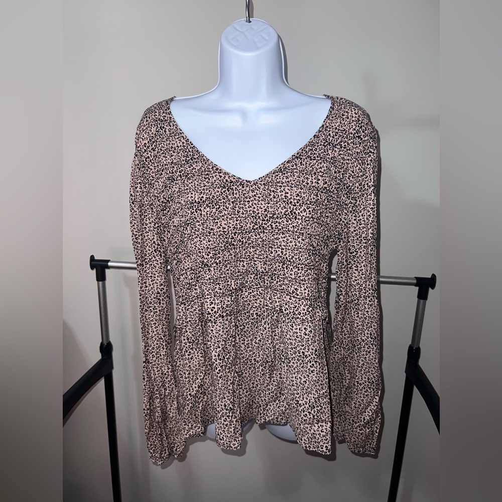 Leopard Print V-Neck Women's Peplum Top